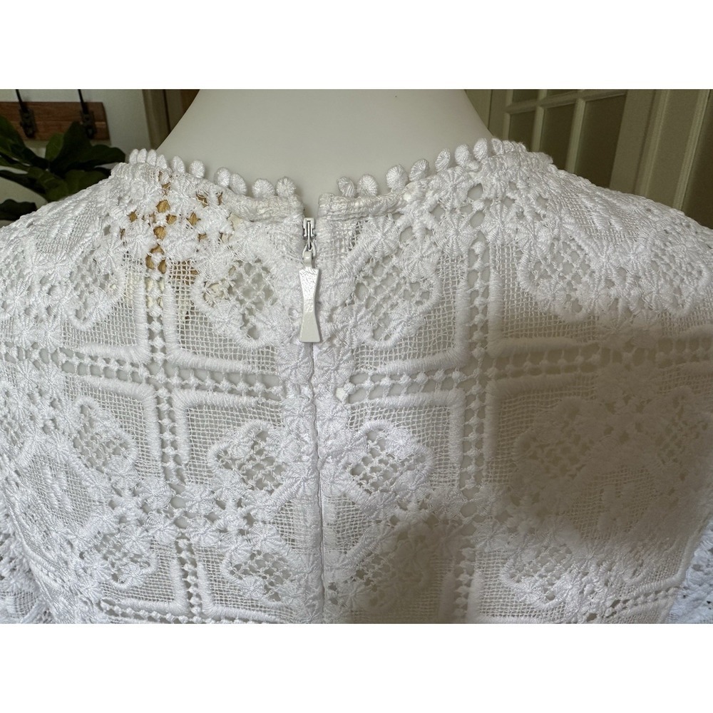 Kate Spade Women's Crochet Lace Flounce Shift Dress $428 White Sz 8 - Picture 9 of 11